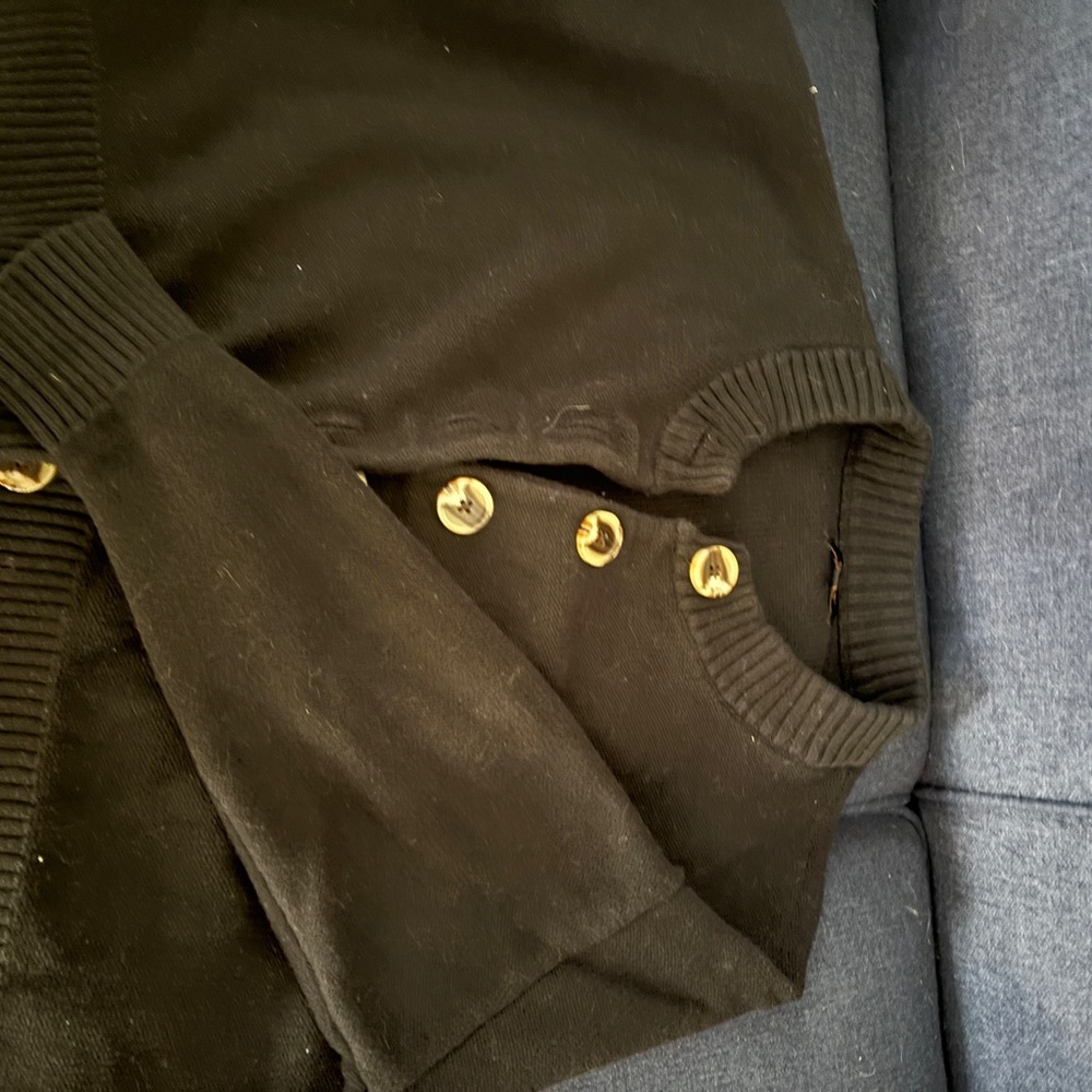 Quince Women's black Cardigan with Button Accents - Picture 2 of 2